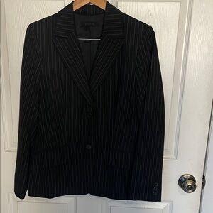 The Limited black blazer with white pin stripes